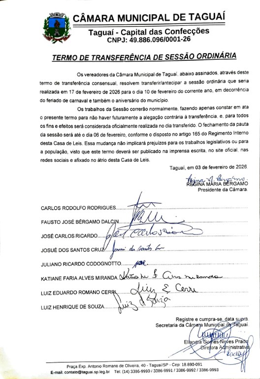 Termo de Transferência de Sessão