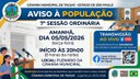 Câmara de Taguaí realiza 7ª Sessão Ordinária de 2026 nesta terça-feira (05)