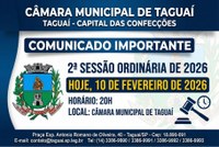 Câmara Municipal de Taguaí realiza hoje a 2ª Sessão Ordinária de 2026